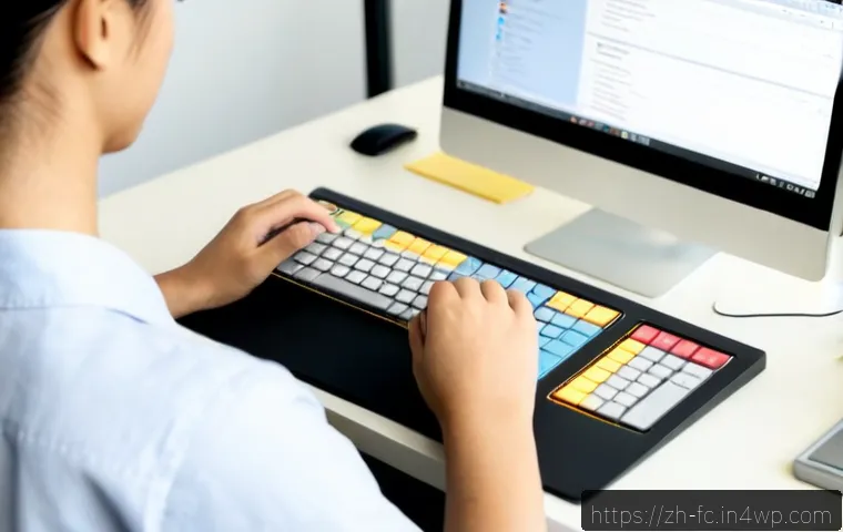 BEM으로 CSS 속성 관리하는 법 - Photorealistic overhead view of a clean web developer workspace, hands arranging neatly separated co...